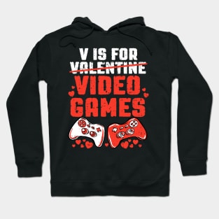 V is for Video Games Funny Valentine Hoodie